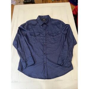 POP ICON CLOTHING Mens Blue Striped Embroidered Western Snap Front Shirt 2XL VTG